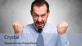  Presentation with angry - Beautiful PPT theme featuring anger management - angry businessman portrait backdrop and a light blue colored foreground