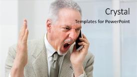  Presentation with anger - Beautiful presentation theme featuring anger management - angry businessman shouting backdrop and a sky blue colored foreground