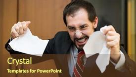  Presentation with antique document - Slide deck enhanced with anger management - angry businessman tearing apart background and a tawny brown colored foreground