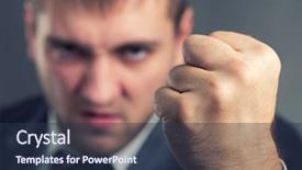  Presentation with angry - Beautiful presentation theme featuring anger management - angry businessman threaten backdrop and a tawny brown colored foreground