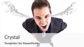  Presentation with angry - Slides with anger management - angry frustrated businessman with exploding background and a white colored foreground
