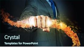  Presentation with management - Amazing PPT theme having anger management - businessman holding fire flames backdrop and a wine colored foreground