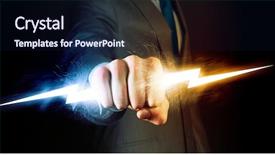  Presentation with anger - Presentation enhanced with anger management - businessman holding lightning in fist background and a navy blue colored foreground