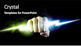  Presentation with lightning - Colorful slide set enhanced with anger management - businessman holding lightning in fist backdrop and a black colored foreground