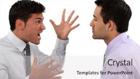  Presentation with management - Beautiful presentation featuring anger management - businessmen quarreling backdrop and a light gray colored foreground