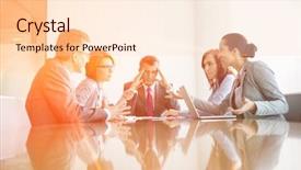 Presentation with anger - Presentation featuring anger management - businesspeople arguing in meeting background and a lemonade colored foreground