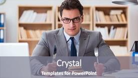  Presentation with junk food - PPT theme enhanced with anger management - hungry funny businessman eating junk background and a  colored foreground