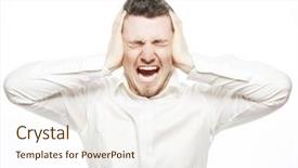  Presentation with young business people - Beautiful presentation design featuring anger management - life style business and people backdrop and a sky blue colored foreground