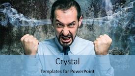  Presentation with anger - Slide deck enhanced with anger management - portrait of a furious businessman background and a light blue colored foreground