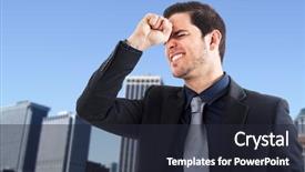  Presentation with stressed - Slide deck with anger management - portrait of a worried background and a wine colored foreground