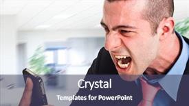  Presentation with yelling - PPT theme featuring anger management - portrait of an angry businessman background and a ocean colored foreground