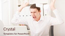  Presentation with office - Colorful PPT layouts enhanced with anger management - portrait of screaming businessman backdrop and a lemonade colored foreground