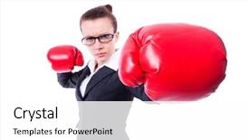  Presentation with boxing - Slides consisting of anger management - woman with boxing gloves background and a white colored foreground