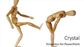  Presentation with mannequin - Amazing presentation design having anger management - wooden mannequin kicking butt backdrop and a white colored foreground