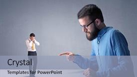  Presentation with professional development education - Presentation theme featuring anger management - young professional businessman being angry background and a light blue colored foreground