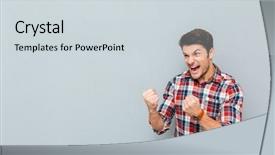  Presentation with role play woman and man - Audience pleasing PPT theme consisting of anger temper - angry mad young man backdrop and a sky blue colored foreground