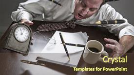  Presentation with clock and desk - Cool new presentation theme with anger temper - stressed yelling man at desk backdrop and a tawny brown colored foreground