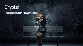  Presentation with ears - Presentation design consisting of anger temper - young frustrated businesswoman covering ears background and a wine colored foreground