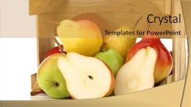  Presentation with reuse craft die cut eco - Beautiful PPT theme featuring angio - assortment of different colorful pears backdrop and a yellow colored foreground