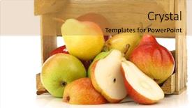  Presentation with cut - Presentation theme enhanced with angio - assortment of different colorful pears background and a yellow colored foreground