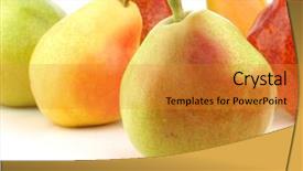  Presentation with pear - Audience pleasing PPT theme consisting of angio - assortment of different colorful pears backdrop and a  colored foreground