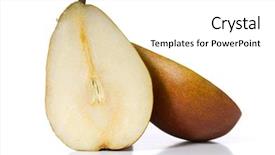  Presentation with half white and half bright coloured - Slide deck consisting of angio - d'anjou pear sliced in half background and a  colored foreground