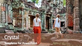  Presentation with cambodia - Slides having angkor archeological area in cambodia background and a tawny brown colored foreground