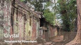  Presentation with ancient ruins - Presentation featuring angkor cambodia ancient temple ruins background and a coral colored foreground