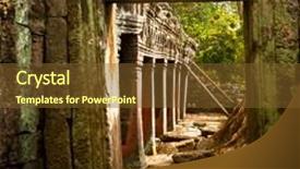  Presentation with complex - Colorful slides enhanced with mysterious towers ancient temple - angkor wat complex siem reap backdrop and a tawny brown colored foreground