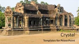  Presentation with ancient asia - Slide set having angkor wat part of khmer temple complex popular among tourists ancient landmark and place of worship in southeast asia siem reap cambodia background and a yellow colored foreground