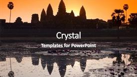  Presentation with sunrise - Theme having angkor wat silhouette at sunrise background and a dark gray colored foreground