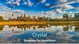  Presentation with reflecting - Amazing PPT theme having angkor-wat-temple-reflecting backdrop and a ocean colored foreground
