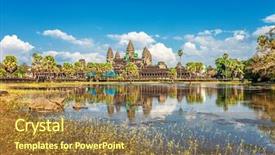 Presentation with temple - PPT layouts featuring angkor wat temple siem reap background and a coral colored foreground