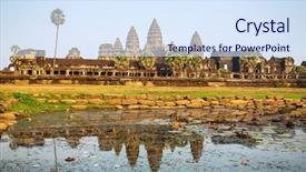  Presentation with temple - PPT layouts with angkor wat temple siem reap background and a sky blue colored foreground