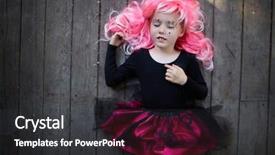  Presentation with pink - Cool new slide set with angle devil - portrait of cute girl backdrop and a dark gray colored foreground