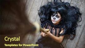  Presentation with girl mento - Cool new slides with angle devil - portrait of eerie girl backdrop and a tawny brown colored foreground