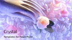  Presentation with sea shells - Beautiful presentation theme featuring angle image of a hand backdrop and a  colored foreground