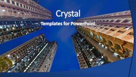  Presentation with high rise building - PPT theme enhanced with angle moon - high rise apartment building background and a ocean colored foreground