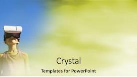  Presentation with virtual reality - Colorful PPT theme enhanced with angle of girl with virtual backdrop and a blonde colored foreground