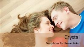  Presentation with catholic couple silhouette of young - Beautiful slide deck featuring angle of happy young couple backdrop and a coral colored foreground
