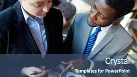  Presentation with african american meeting - Presentation design with angle of two modern business background and a  colored foreground