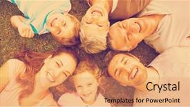  Presentation with extended family - PPT theme with angle portrait of an extended background and a coral colored foreground