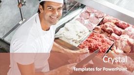  Presentation with butcher - Cool new presentation with slaughterhouse - high angle portrait of smiling backdrop and a coral colored foreground