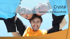  Presentation with low angle view of volleyball - PPT layouts featuring angle shot of 3 player background and a arctic colored foreground