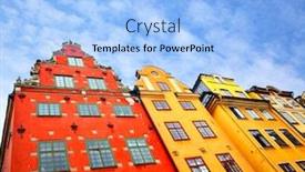 Presentation with buildings - Cool new slide set with angle shot of buildings on stortorget square in stockholm sweden copyspace composition backdrop and a light blue colored foreground