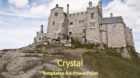  Presentation with saint - Amazing PPT theme having angle shot of saint michael backdrop and a tawny brown colored foreground