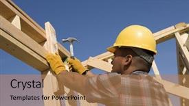  Presentation with low angle view of fictitious - Beautiful slide deck featuring angle view of a construction backdrop and a coral colored foreground