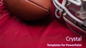  Presentation with american football and helmet on field - PPT theme consisting of angle view of american football background and a crimson colored foreground