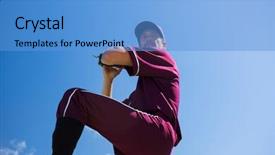  Presentation with sunny sky - Slide set with angle view of baseball pitcher background and a teal colored foreground