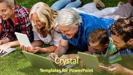  Presentation with low angle view of fictitious - Amazing presentation theme having angle view of family using backdrop and a tawny brown colored foreground